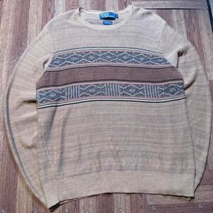 Polo Ralph Lauren Vtg 90's Linen Aztec Knit Sweater Large
